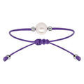 Bracelet en argent rhodi&eacute; cordon r&eacute;glable violet avec perle d'eau douce Artemare