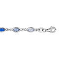 Bracelet en argent rhodi&eacute; avec oxydes d&eacute;grad&eacute;s de bleu et blancs en forme de navette longueur 16+3cm Artemare