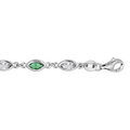 Bracelet en argent rhodi&eacute; avec oxydes blancs et verts en forme de navette longueur 16+3cm Artemare