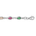Bracelet en argent rhodi&eacute; avec oxydes multi couleur en forme de navette longueur 16+3cm Artemare
