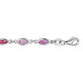 Bracelet en argent rhodi&eacute; avec oxydes d&eacute;grad&eacute;s de roses en forme de navette longueur 16+3cm