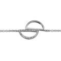 Chaine sur Artemare : Bracelet en argent rhodi&eacute; cha&icirc;ne avec 2 demi cercles &eacute;vid&eacute;s dont 1 orn&eacute; d'oxydes blancs sertis longueur 16+2cm