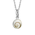 Collier en argent rhodi&eacute; cha&icirc;ne avec pendentif rond 10mm coquillage oeil de sainte lucie longueur 44,5cm