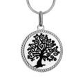 Colliers sur Artemare : Collier en argent rhodi&eacute; cha&icirc;ne avec pendentif arbre de vie noir longueur 40+3cm