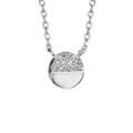 Collier en argent rhodi&eacute; avec pendentif pastille orn&eacute; d'oxydes blancs sur demi face longueur 42+3cm Artemare