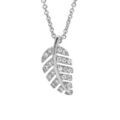 Colliers sur Artemare : Collier en argent rhodi&eacute; cha&icirc;ne avec pendentif feuillage oxydes blancs sertis longueur 40+4cm