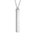 Collier en argent rhodi&eacute; cha&icirc;ne avec pendentif tube 4 faces &agrave; graver 1, 2, 3 ou 4 pr&eacute;noms longueur 40+5cm