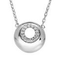 Collier en argent rhodi&eacute; avec pendentif rond perc&eacute; oxydes blancs sertis longueur 42cm Artemare