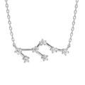 Collier en argent rhodi&eacute; avec pendentif zodiaque constellation lion oxydes blancs sertis longueur 42,5+2,5cm