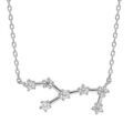 Collier en argent rhodi&eacute; avec pendentif zodiaque constellation vierge oxydes blancs sertis longueur 42,5+2,5cm
