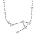 Collier en argent rhodi&eacute; avec pendentif zodiaque constellation balance oxydes blancs sertis longueur 42,5+2,5cm