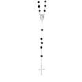 Colliers sur Artemare : Chapelet en argent rhodi&eacute; avec boules pierres noires facettees longueur 50cm