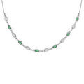 Collier en argent rhodi&eacute; maillons orn&eacute;s d'oxydes blancs et verts en forme de navette longueur 38+7cm
