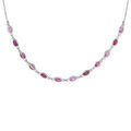 Colliers sur Artemare : Collier en argent rhodi&eacute; maillons orn&eacute;s d'oxydes d&eacute;grad&eacute;s de rose en forme de navette longueur 38+7cm