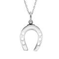 Colliers sur Artemare : Collier en argent rhodi&eacute; cha&icirc;ne avec pendentif fer &agrave; cheval longueur 42+3cm