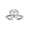 Bague en argent rhodi&eacute; r&eacute;glable avec papillon ajour&eacute; et oxydes blancs Artemare