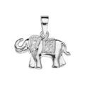 Pendentif en argent rhodi&eacute; en forme d'elephant avec oxydes blancs sertis