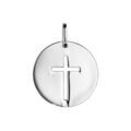 Pendentifs sur Artemare : Pendentif en argent rhodi&eacute; m&eacute;daille ronde avec croix ajour&eacute;e