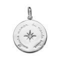 Pendentifs sur Artemare : Pendentif en argent rhodi&eacute; rond avec inscription "meilleure maman du monde entier" et e&eacute;toile en oxyde blanc serti
