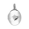 Pendentif en argent rhodi&eacute; cassolette petit mod&egrave;le ovale avec 1 &eacute;toile en oxyde blanc