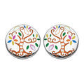 Boucles d'oreille sur Artemare : Boucles d'oreille Stella Mia rond arbre de vie multi couleur et nacre et fermoir poussette