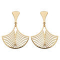 Boucles d'oreille sur Artemare : Boucles d'oreilles en acier et PVD jaune plume de paon suspendu et fermoir poussette