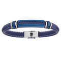 Bracelet tress&eacute; bleu en PVD bleu et &eacute;l&eacute;ments en PVD 21cm r&eacute;glable Artemare