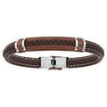 Bracelets sur Artemare : Bracelet tress&eacute; marron en PVD marron et &eacute;l&eacute;ments PVD 21cm