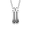Colliers sur Artemare : Collier en acier avec cha&icirc;ne et pendentif rectangulaire c&acirc;ble gris 50+5cm