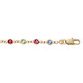 Bracelet en plaqu&eacute; or tutti frutti maillons orn&eacute;s oxydes multi couleurs tendre 16+3cm