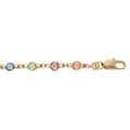 Bracelet en plaqu&eacute; or tutti frutti maillons orn&eacute;s oxydes pastel 16+3cm
