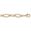 Bracelet en plaqu&eacute; or avec mailles ovales martel&eacute;es fermoir mousqueton 18,5+3cm Artemare
