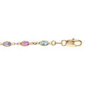 Bracelet en plaqu&eacute; or tutti frutti maillons orn&eacute;s oxydes d&eacute;grad&eacute;s multi couleurs ciel 16+3cm