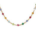 Collier en plaqu&eacute; or tutti frutti multi couleurs vif 40+5cm