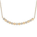 Collier en plaqu&eacute; or avec pastilles altern&eacute;es lissses et oxydes blancs sertis 40+4cm