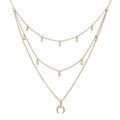 Collier en plaqu&eacute; or triple rang avec pampilles 39+4cm