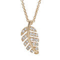Colliers sur Artemare : Collier en plaqu&eacute; or feuillage oxydes blancs sertis 40+4cm