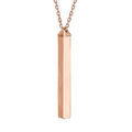 Collier en plaqu&eacute; or rose avec pendentif tube 4 faces &agrave; graver 1, 2, 3 ou 4 pr&eacute;noms 40+5cm Artemare