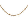 Collier en plaqu&eacute; or maille gourmette avec boules 42cm r&eacute;glable 36cm