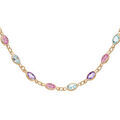 Collier en plaqu&eacute; or tutti frutti oxydes pastelles d&eacute;grad&eacute;es multicouleur 38+7cm