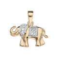 Pendentif en plaqu&eacute; or &eacute;lephant avec oxydes blancs sertis
