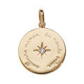 Pendentif en plaqu&eacute; or m&eacute;daille ronde grav&eacute;e "meilleure maman du monde entier" avec oxyde blanc serti Artemare