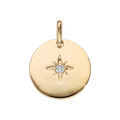 Pendentif en plaqu&eacute; or rond 15mm avec &eacute;toile et oxyde blanc serti