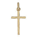 Pendentif croix en plaqu&eacute; or petite gravure "aspect bois" Artemare