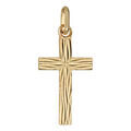 Pendentif croix en plaqu&eacute; or moyenne gravure "aspect bois" Artemare