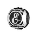 Charms thabora grand mod&egrave;le pour homme en acier boule lettre "E" patin&eacute; noire