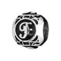 Charms thabora grand mod&egrave;le pour homme en acier boule lettre "F" patin&eacute; noire Artemare