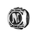 Charms Thabora grand mod&egrave;le pour homme en acier boule lettre "N" patin&eacute; noire Artemare