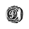 Charms Thabora grand mod&egrave;le pour homme en acier boule lettre "P" patin&eacute; noire Artemare
