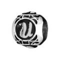 Charms Thabora grand mod&egrave;le pour homme en acier boule lettre "U" patin&eacute; noire